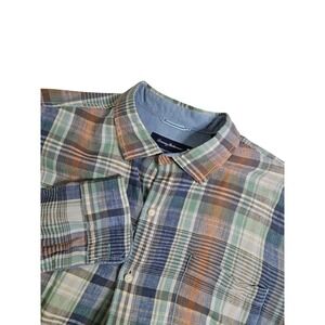 Tommy Bahama 100% Linen Long Sleeve Button Up Shirt Mens XXL Madras Plaid
